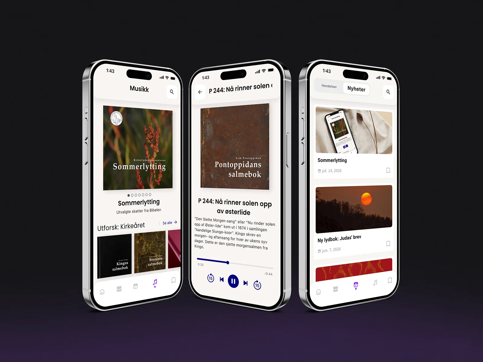 Kirkelyden app screens