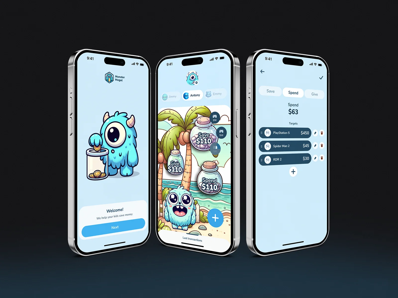 Monster Mogul app screens